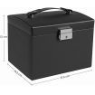 SONGMICS Lockable Jewellery Box Case with 2 Drawers and Mirror Black