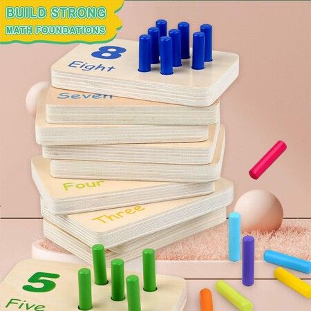 Wooden Counting Number Peg Board: Math Manipulatives Materials