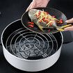 Stainless Steel Steamer Rack Dumplings Eggs Round Steamer Tray Trivet Pans Air Fryer Stand Kitchen Supplies(1 Pack,19.5*5.3 CM)