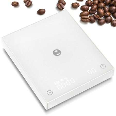 TIMEMORE Coffee Scale with Timer,Digital Coffee Scale with 0.1g High Precision,Pour Over Drip Espresso Scale with Auto Timing Function,2000 Grams,Black Mirror Plus (White)
