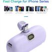 Mini Power Bank iPhone Portable Charger 5000mAh Fast Charging Ultra-Compact for iPhone 14/14Pro/14 Plus/13/13 Pro-Purple