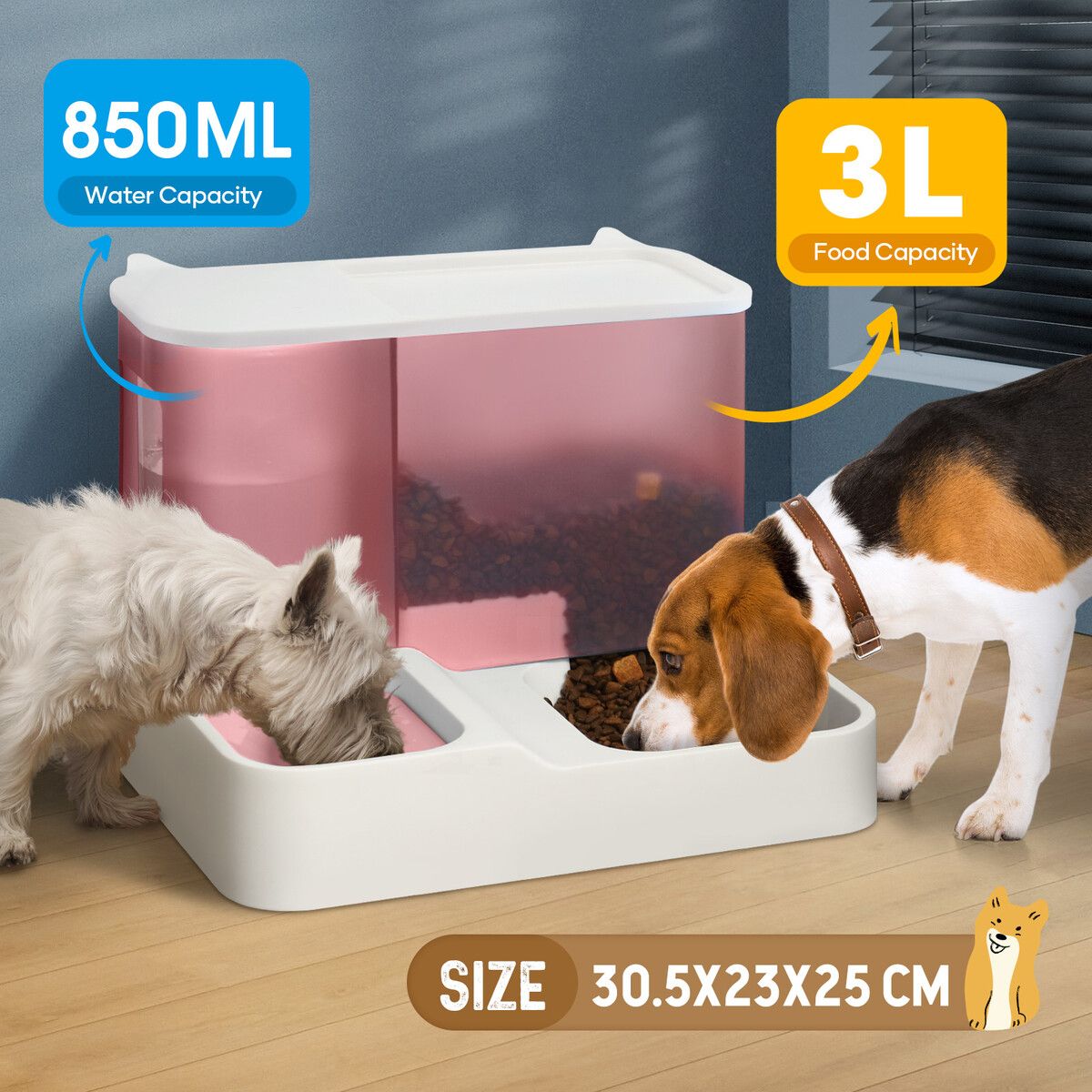 Automatic Dog Feeder Cat Bowl Auto Feeding Water Dispenser 3L Food Gravity Fed Small Medium Large Pets 2 in 1 Petscene