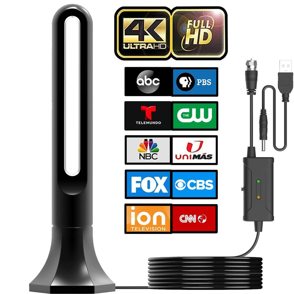 TV Antenna,Digital TV Antenna Indoor for Smart TV,360 Degree Reception & 2023 Amplifier Signal Booster HDTV Antenna,Long Range Reception,Support 4K 1080p Fire tv Stick and All TVs,18ft Coax Cable