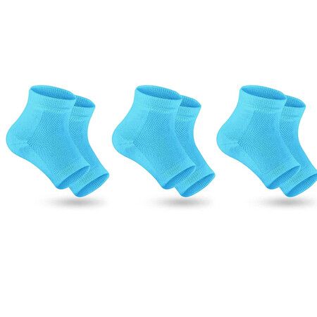 Heel Moisturizing Socks Open Toe Socks Women Dry Hard Cracked Feet 3 Pairs Blue