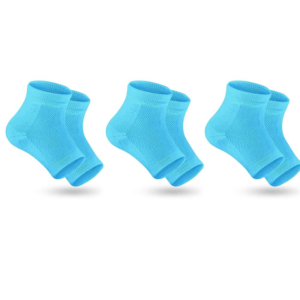 Heel Moisturizing Socks Open Toe Socks Women Dry Hard Cracked Feet 3 Pairs Blue