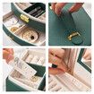 Jewelry Organizer 2 Layer Jewelry Boxes PU Leather For Earrings Ring Bracelets For Mother's Day Gift (Green)