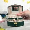 Jewelry Organizer 2 Layer Jewelry Boxes PU Leather For Earrings Ring Bracelets For Mother's Day Gift (Green)