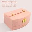 Jewelry Organizer 2 Layer Jewelry Boxes PU Leather For Earrings Ring Bracelets For Mother's Day Gift (Pink)