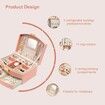 Jewelry Organizer 2 Layer Jewelry Boxes PU Leather For Earrings Ring Bracelets For Mother's Day Gift (Pink)