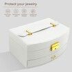 Jewelry Organizer 2 Layer Jewelry Boxes PU Leather For Earrings Ring Bracelets For Mother's Day Gift (White)