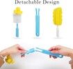 6 PCS Baby Bottle Nipple Brush Suit Set Flexible Rotating Sponge Head Cleaning Kit