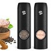 Electric Salt and Pepper Grinder Set,Rechargeable No Battery Needed Automatic Salt Pepper Mill Grinder,Adjustable Coarseness,LED Light,One-Hand Operation for Kitchen BBQ (2 Pack)