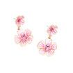 Colorful Enamel Inlaid Flower Earrings Vintage Design Forest-style Pink Oil Drop Floral Ear Pierce Drops