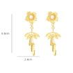 Bohemian-style Long Metal Flower Tassel Earrings Gold-colored Floral Pierce Stud