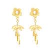 Bohemian-style Long Metal Flower Tassel Earrings Gold-colored Floral Pierce Stud