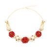 Retro Baroque Beaded Collarbone Chain exaggerated temperament handmade woven garnet necklace