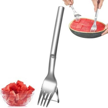 Professional 2-in-1 Watermelon Slicer, Stainless Steel Fruit Fork Slicer Knife and Melon Slicer for Watermelon, Fruit, DIY Fruit Salads (1 Pack)