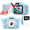 Kids Camera 1080P HD Digital Video Cameras with 32GB SD Card Mini Rechargeable Toddler Toys Camera for 3-12 Years Girls Best Gifts for Kids (Blue)