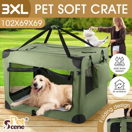 i.Pet Pet Carrier Soft Crate Dog Cat Travel 90x61cm Portable Foldable Car 2XL