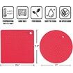 Silicone Trivet Mats - 4 Heat Resistant Pot Holders,Multipurpose Non-Slip Hot Pads for Kitchen Potholders,Hot Dishers,Jar Opener,Spoon Holder,Food Grade Silicone & BPA Free (Red)