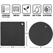 Silicone Trivet Mats - 4 Heat Resistant Pot Holders,Multipurpose Non-Slip Hot Pads for Kitchen Potholders,Hot Dishers,Jar Opener,Spoon Holder,Food Grade Silicone & BPA Free (Black)