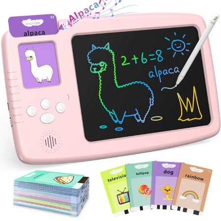 Talking Flash Cards with LCD Writing Tablet 224 Sight Words Montessori Educational Toys for Kids Age 3+(Yellow)