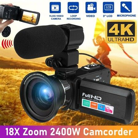 1080P 24MP Digital Video Camera Camcorder Recorder with 270 Degree Rotation LCD 18x Digital Zoom Capacitive IR Infrared Night Sight with Microphone