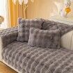 Thick Rabbit Plush Sofa Cushion, Fluffy Couch Cushion Covers Furniture Protector (Grey, Sofa Cushion 70*150 cm)