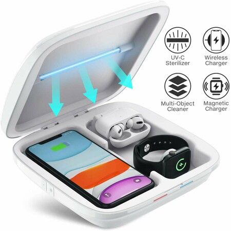 Wireless Charger With UV Sanitizing, Charging Sanitizer for Mask, Mobile Phone, Watch, Jewelry