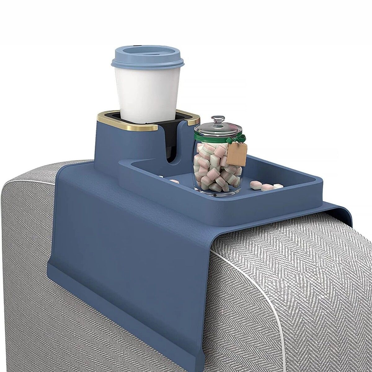 Cup Holder for Couch,Sofa Armrest Tray?Portable Couch Drink Holder  Blue