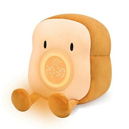 Plush Toy Night Light Alarm Clock for Kids, Cozy Plushies, Bedroom Clock with Dual Alarm and Snooze, Dimmable Bedside Lamp Birthday Gifts Ideal for Kids Women