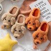 Cute Teddy Animal Slippers House Slippers Warm Memory Foam Cotton Cozy Soft Fleece Plush Home Slippers Indoor Outdoor Color Orange Size XL