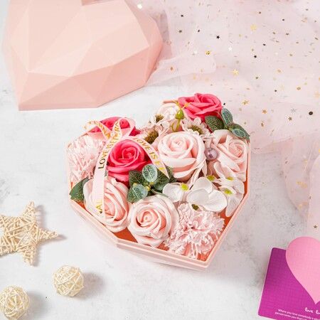 Scented Soap Rose in Heart-Shaped Box for Her Ideal for Birthday, Valentine's, Mother's Day,Perfect for Girlfriend, Mom, Wife, Women.
