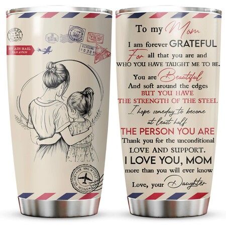 Mothers Day Gifts, To My Mom?Birthday Gifts for Mom Tumbler, 20 oz Stainless Steel Tumbler for Mom, Christmas Gifts for Mom from Daughter Son