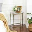 VASAGLE Round Side Table with Tempered Glass Top