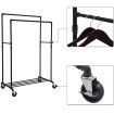 SONGMICS Industrial Pipe with Double Hanging Rail Clothes Rack on Wheels load of 110 Kg