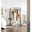 SONGMICS Industrial Pipe with Double Hanging Rail Clothes Rack on Wheels load of 110 Kg