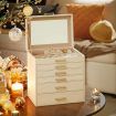 SONGMICS Jewellery White Box with 6 Layers and 5 Drawers