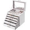 SONGMICS Jewellery White Box with 6 Layers and 5 Drawers