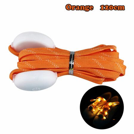 1 Pair LED Luminous Shoelaces Various Colours Glowing Sport Shoe Laces Flash Light Flat Sneakers Canvas Shoe Strings Party Decor Color Orange