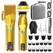 Hair Clippers T-Blade Trimmer Set with Charging Base Cordless 4 Adjustable Speeds Hair Barbe Kit-Gold