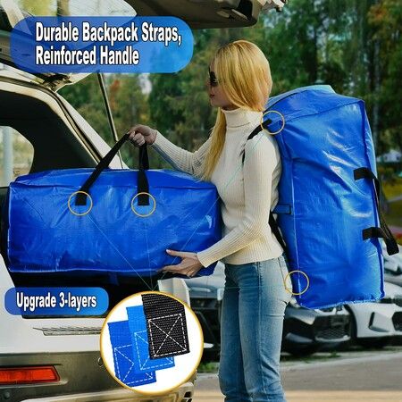 Heavy Duty Extra Large Storage Bag Moving Tote Zipper Backpack Boxes (4 Pack)