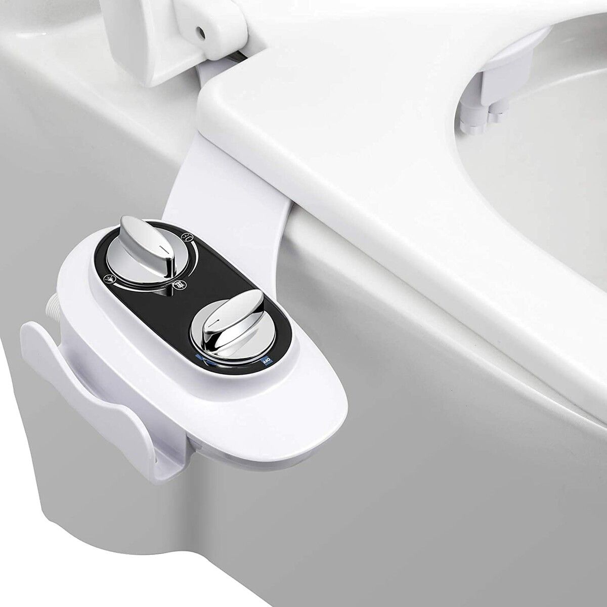 Hot and Cold Fresh Water Spray Bidet Toilet Seat Attachment with Self-Cleaning Double Nozzle and Adjustable Water Temperature