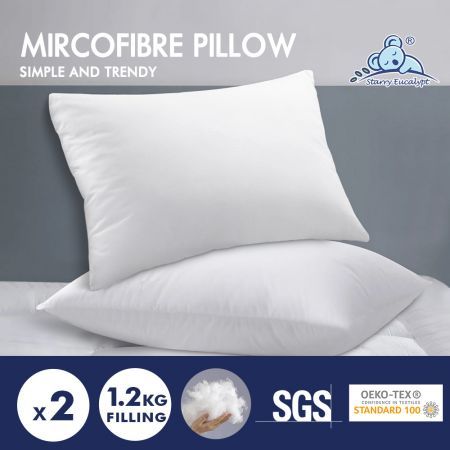 Starry Eucalypt Pillow Microfibre Cushion Twin Pack Soft Bed Hotel Home Set 70x40CM