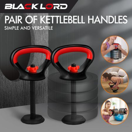 BLACK LORD Adjustable Kettlebell Handles for Weight Lifting Plates Push Up