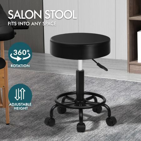 ALFORDSON Salon Stool Round Swivel Barber Hair Dress Chair Gas Lift All Black