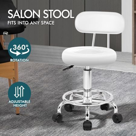 ALFORDSON Salon Stool Round Swivel Barber Hair Dress Chair Declan White