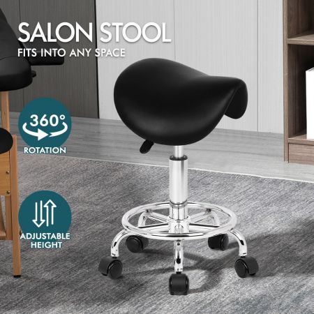 ALFORDSON Salon Stool Saddle Swivel Barber Hair Dress Chair Sierra Black