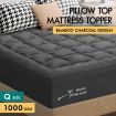 S.E. Bamboo Charcoal Pillowtop Mattress Topper Underlay Pad Cover Single 7cm