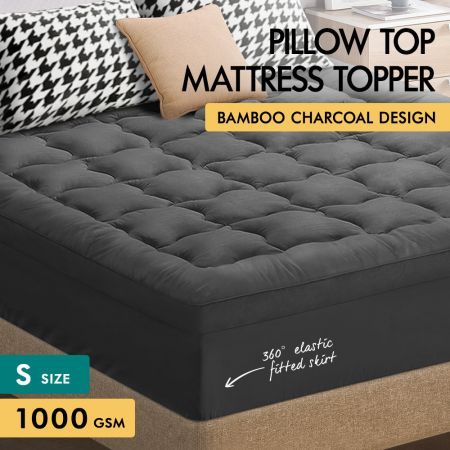 S.E. Mattress Topper Bamboo Charcoal Pillowtop Protector Cover Pad Double 7cm